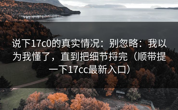 说下17c0的真实情况：别忽略：我以为我懂了，直到把细节捋完（顺带提一下17cc最新入口）