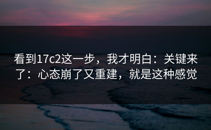 看到17c2这一步，我才明白：关键来了：心态崩了又重建，就是这种感觉