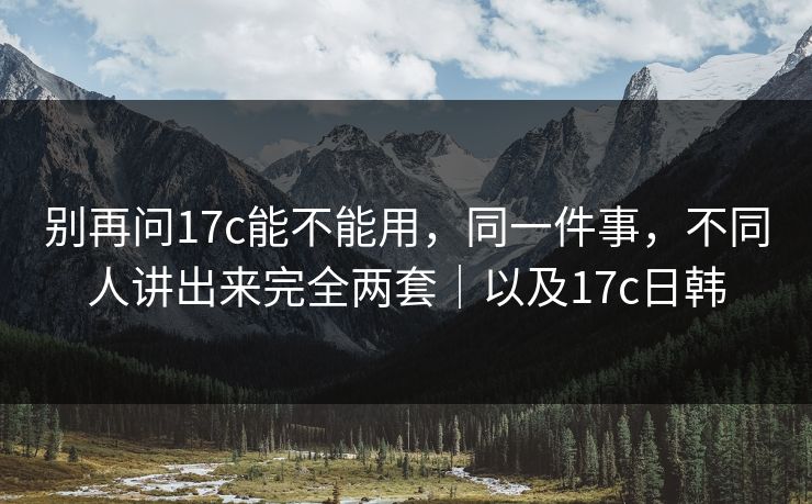 别再问17c能不能用,同一件事,不同人讲出来完全两套|以及17c日韩