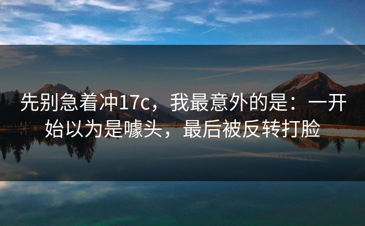 先别急着冲17c，我最意外的是：一开始以为是噱头，最后被反转打脸