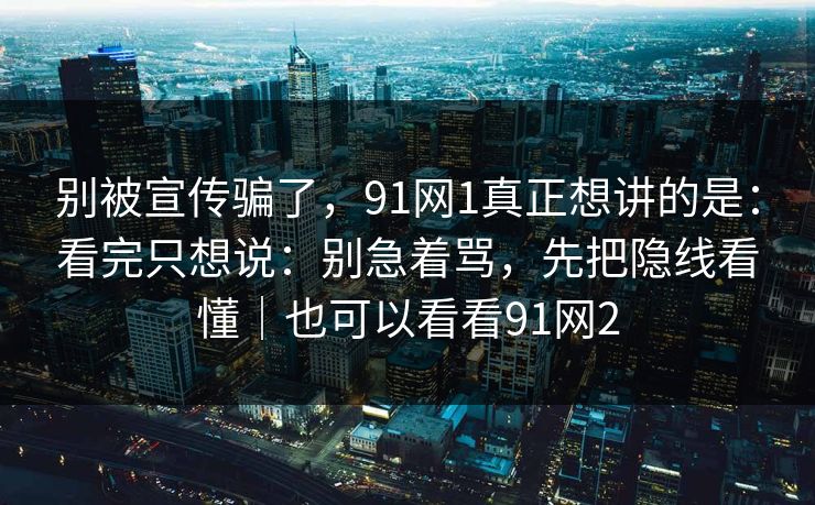 别被宣传骗了，91网1真正想讲的是：看完只想说：别急着骂，先把隐线看懂｜也可以看看91网2